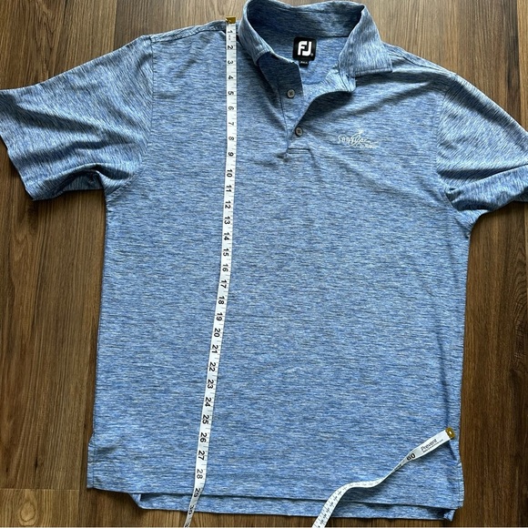 Footjoy Golf Polo Shirt Mens Medium Blue Polyester Spandex Performance Logo - Picture 6 of 8